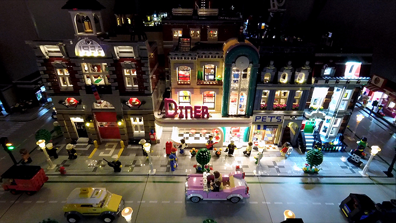 LEGO City with Lights Overhead View